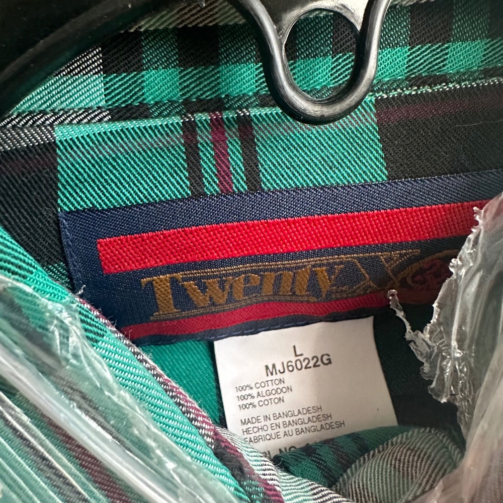 Twenty X Green Plaid Button Up Western Shirt Menswear Casual Flannel L - Picture 5 of 6